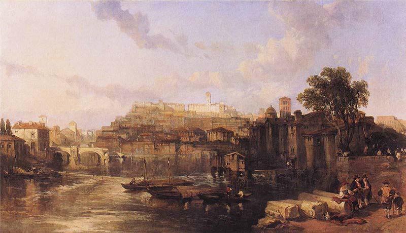 David Roberts View on the Tiber Looking Towards Mounts Palatine and Aventine oil painting image